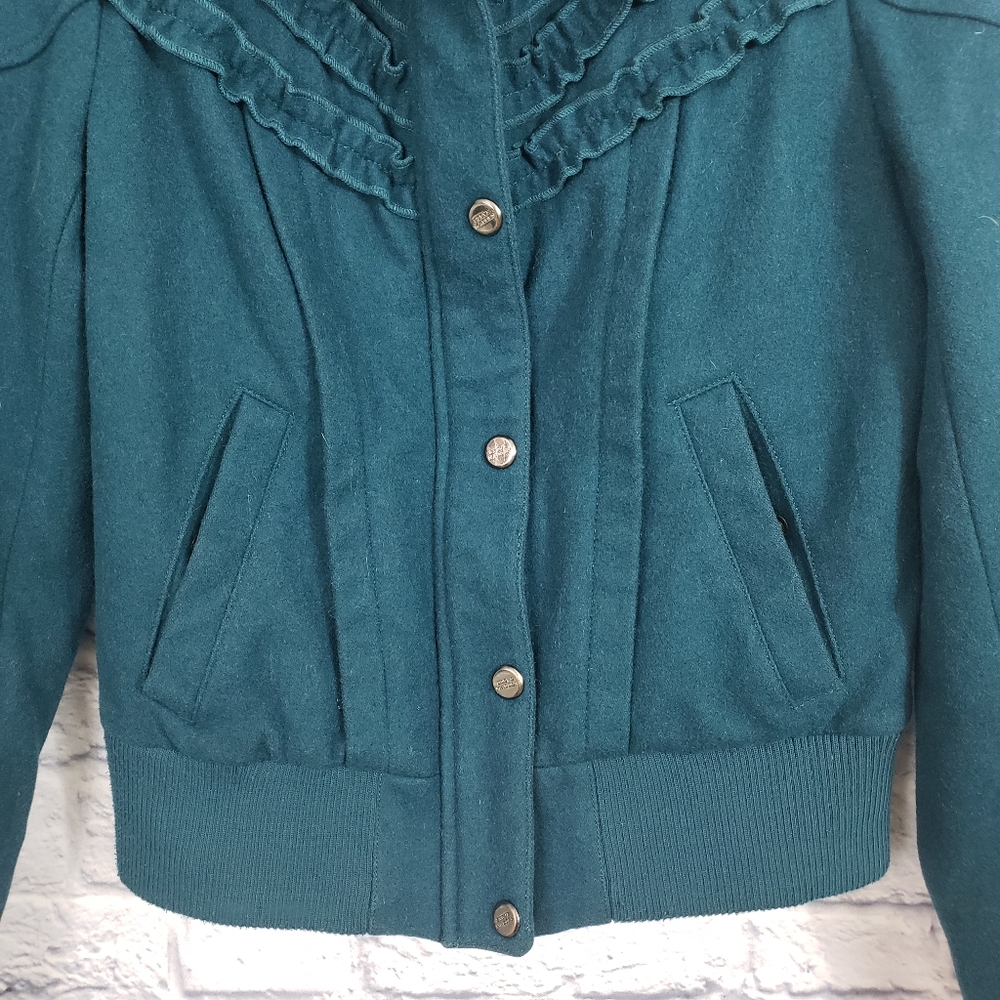Steve Madden Teal wool blend bomber jacket - Picture 4 of 7